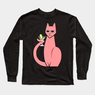 Cat w/ Martini Long Sleeve T-Shirt